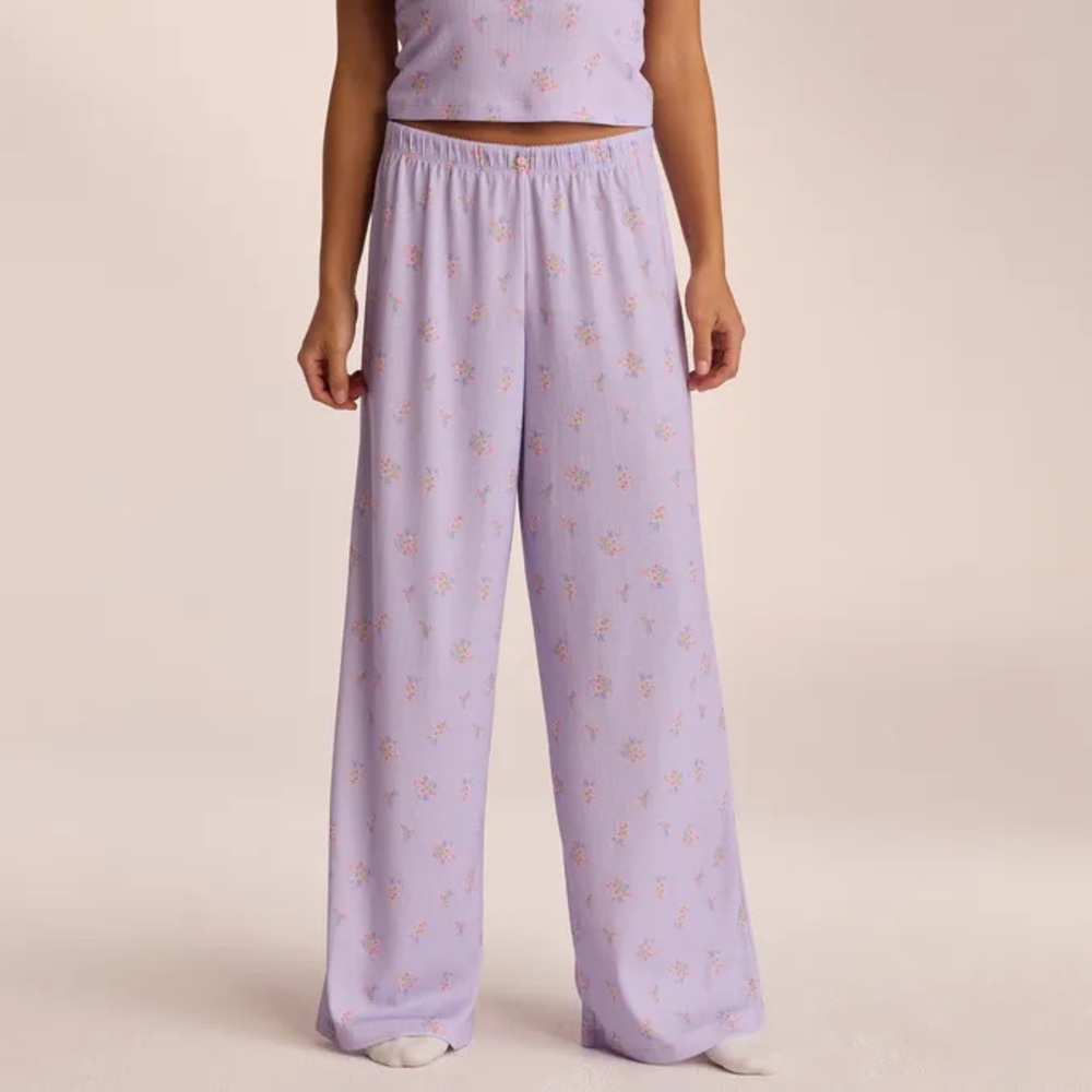 LOUNGE pointelle floral pajama pants NWOT